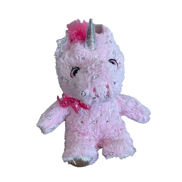 Midwood Brands Pink Unicorn 10" Plush Stuffed Animal Toy Sparkle Hearts Shimmer - Picture 1 of 9